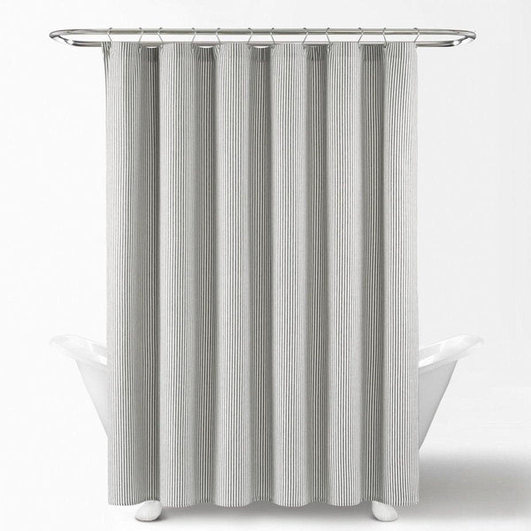 Farmhouse Vintage Stripe Yarn Dyed Recycled Cotton Blend Shower Curtain