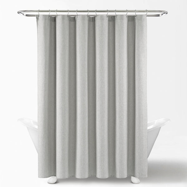 Farmhouse Vintage Stripe Yarn Dyed Recycled Cotton Blend Shower Curtain