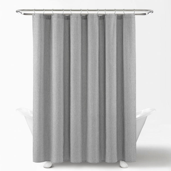 Farmhouse Vintage Stripe Yarn Dyed Recycled Cotton Blend Shower Curtain