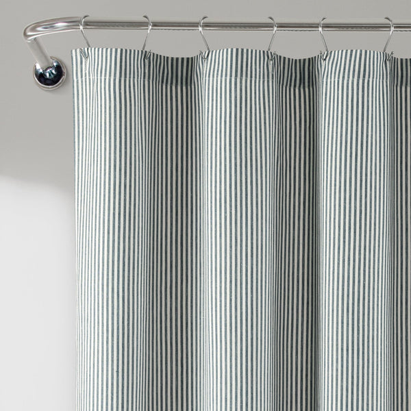 Farmhouse Vintage Stripe Yarn Dyed Recycled Cotton Blend Shower Curtain