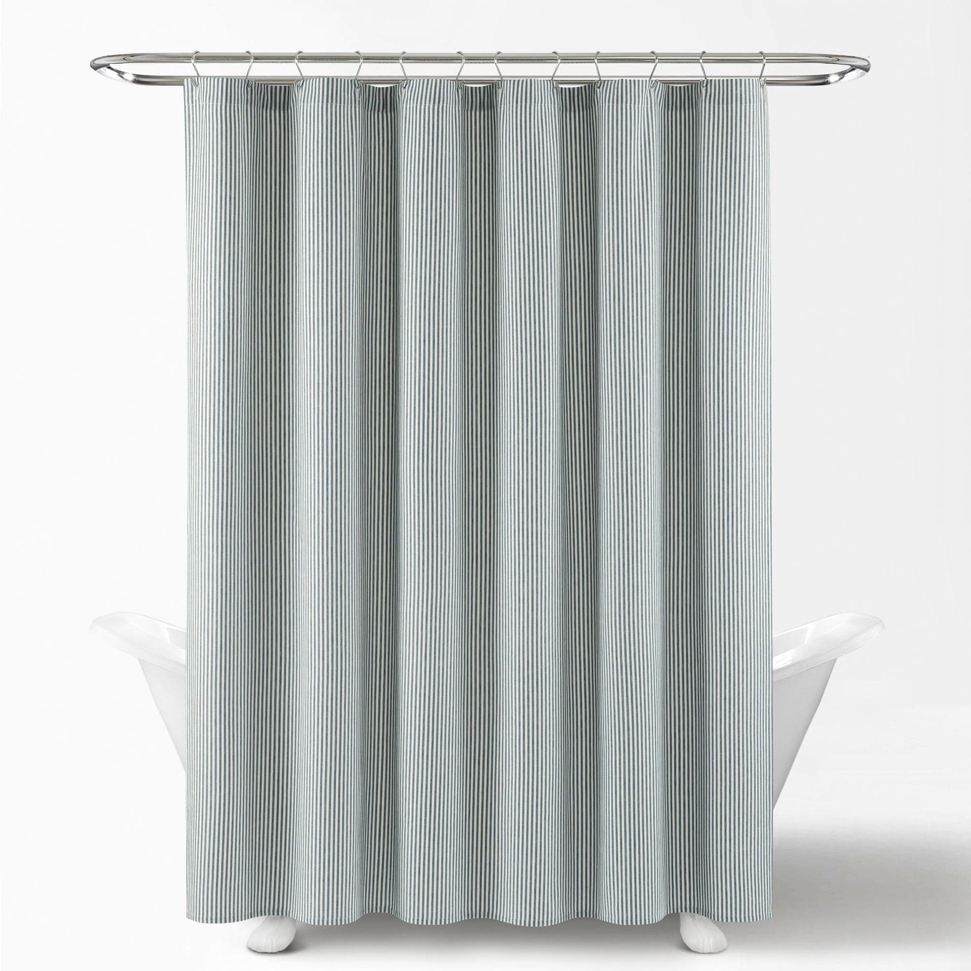 Farmhouse Vintage Stripe Yarn Dyed Recycled Cotton Blend Shower Curtain