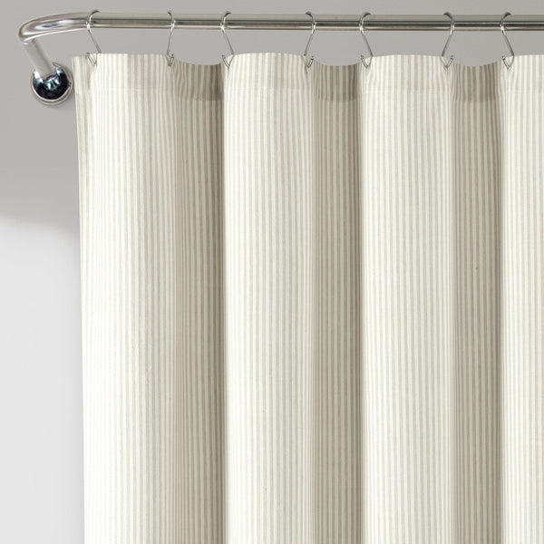 Farmhouse Vintage Stripe Yarn Dyed Recycled Cotton Blend Shower Curtain