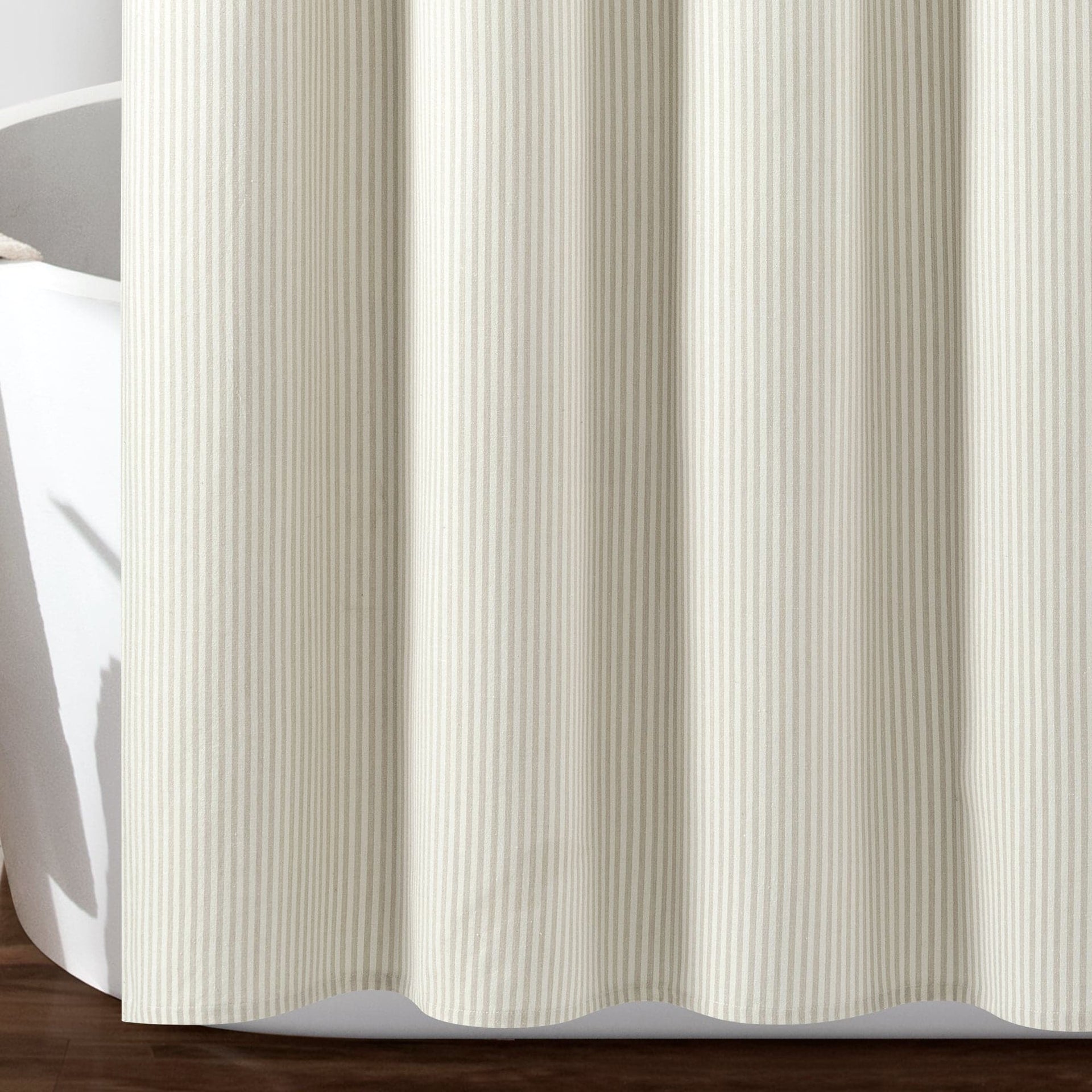 Farmhouse Vintage Stripe Yarn Dyed Recycled Cotton Blend Shower Curtain