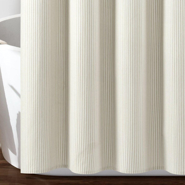 Farmhouse Vintage Stripe Yarn Dyed Recycled Cotton Blend Shower Curtain