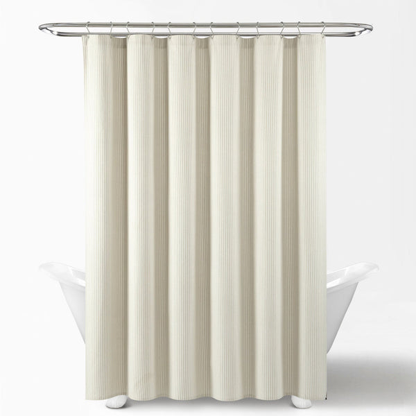 Farmhouse Vintage Stripe Yarn Dyed Recycled Cotton Blend Shower Curtain