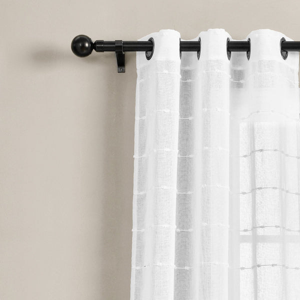 Farmhouse Textured Grommet Sheer Indoor/Outdoor Window Curtain