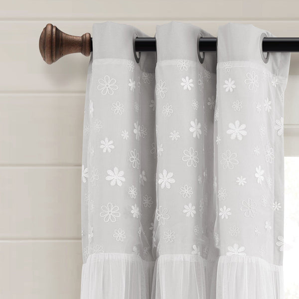 Dylin Flower Embroidery Window Curtain Panel