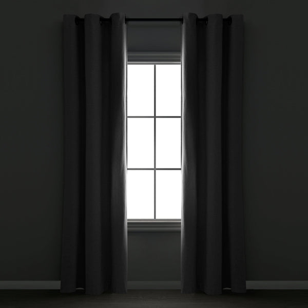 Insulated Grommet Blackout Faux Linen Window Curtain Panel