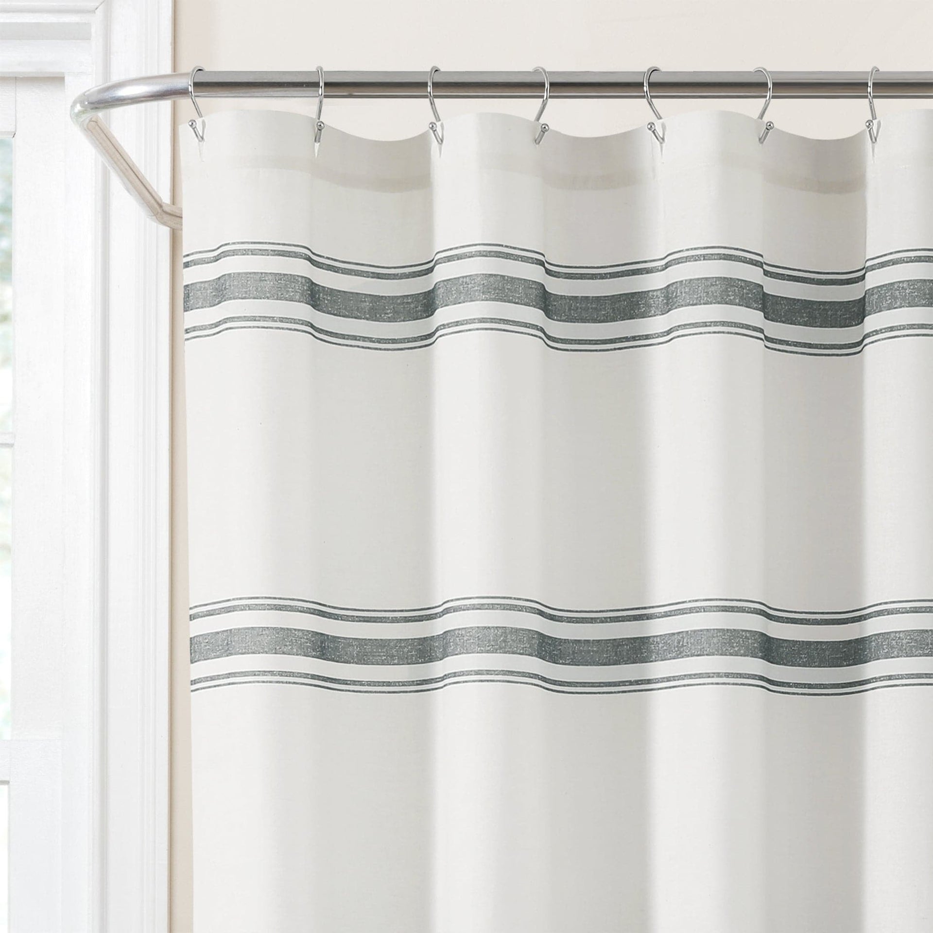 Farmhouse Stripe 100% Cotton Shower Curtain