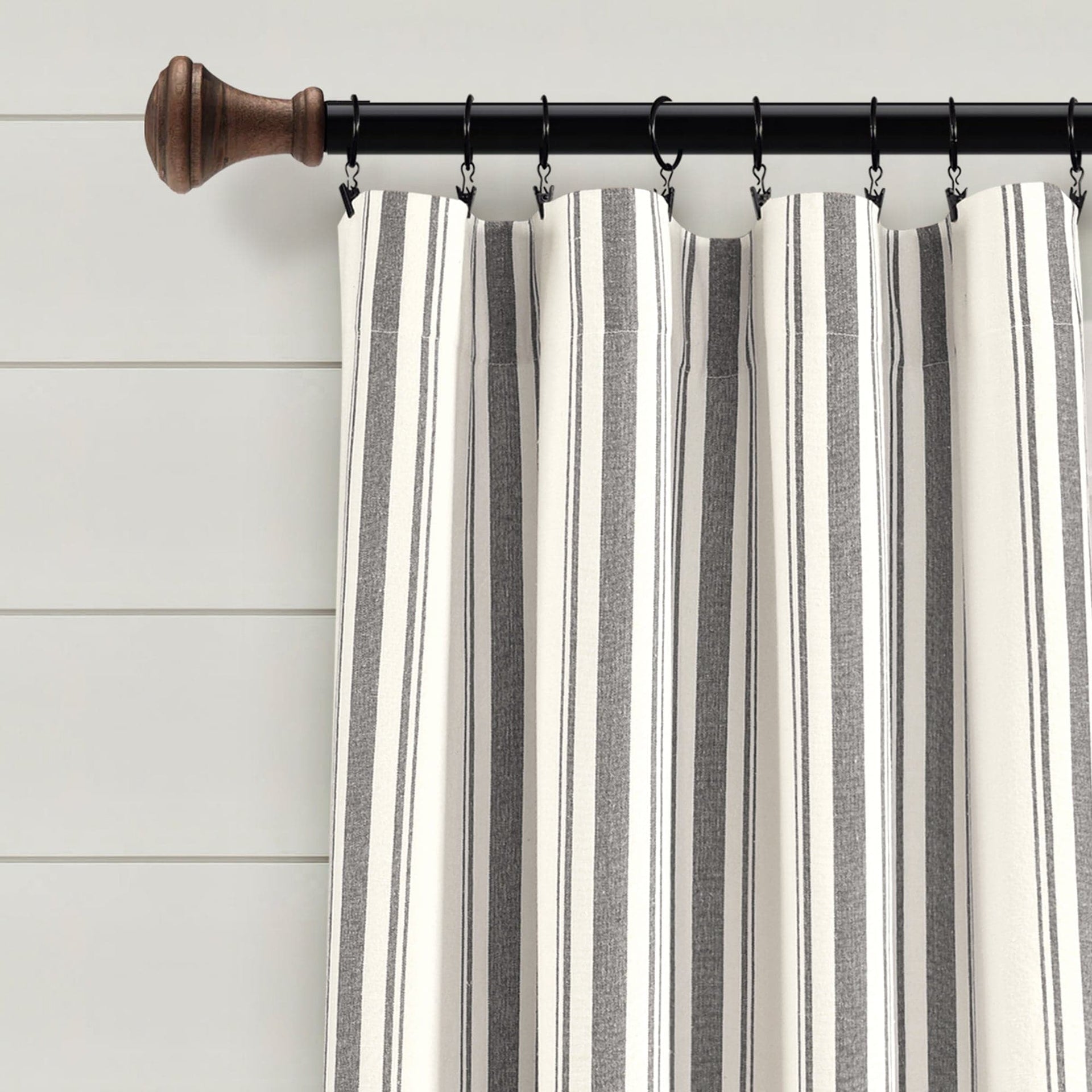 Farmhouse Stripe Yarn Dyed Recycled Cotton Blend Window Curtain Panel Set