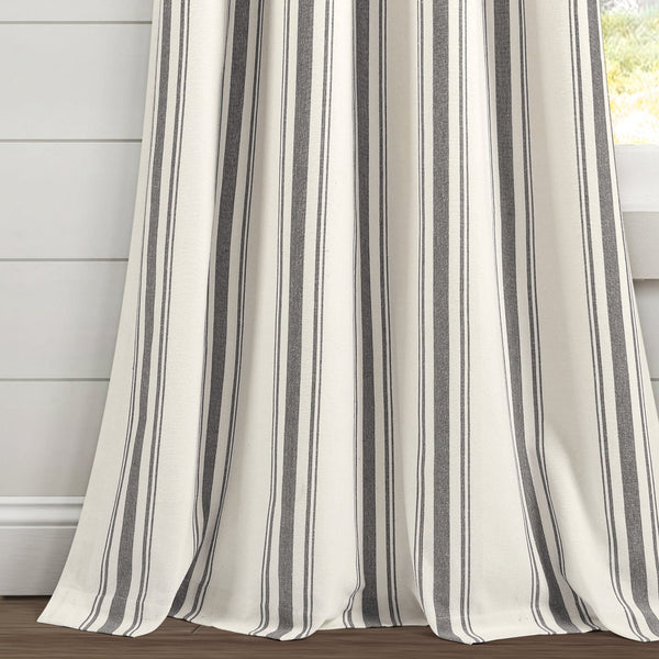 Farmhouse Stripe Yarn Dyed Recycled Cotton Blend Window Curtain Panel Set