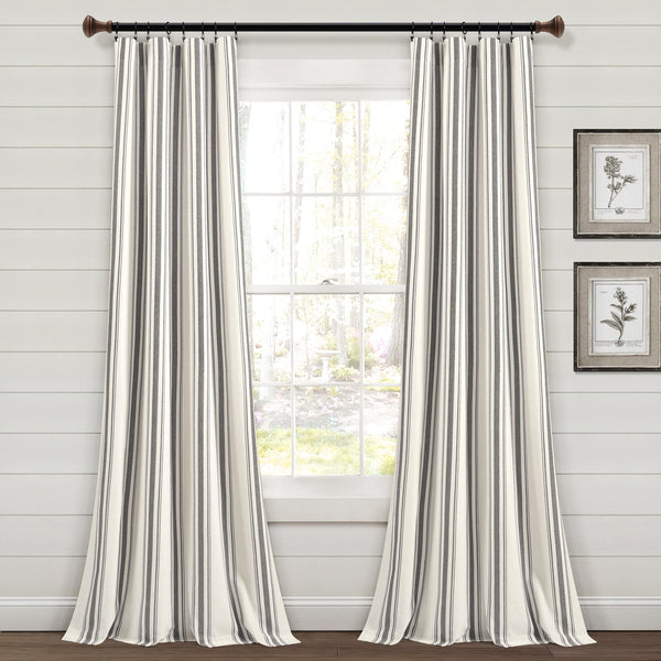 Farmhouse Stripe Yarn Dyed Recycled Cotton Blend Window Curtain Panel Set