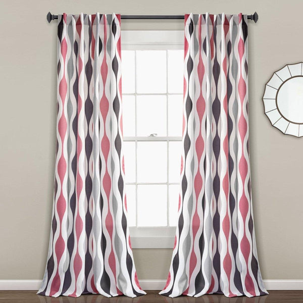 Mid Century Geo Light Filtering Window Curtain Panel Set
