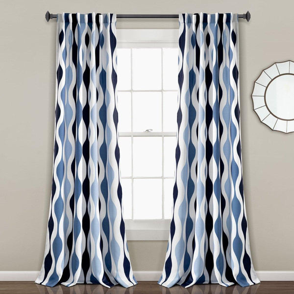 Mid Century Geo Light Filtering Window Curtain Panel Set