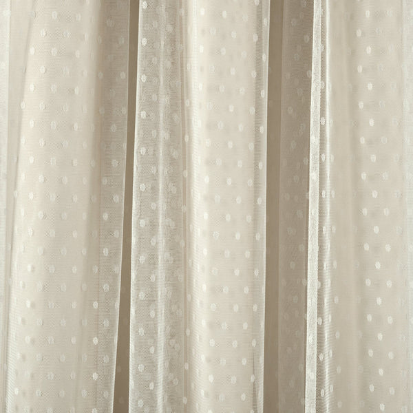 Cottage Polka Dot Sheer Window Curtain Panel Set