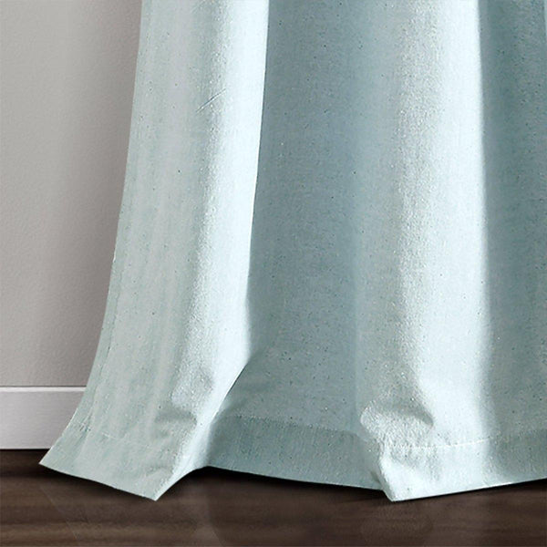 Farmhouse Button Stripe Yarn Dyed Woven Cotton Blend Window Curtain Panel Set