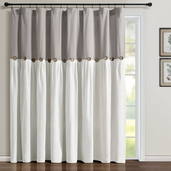 Linen Button Window Curtain Panel