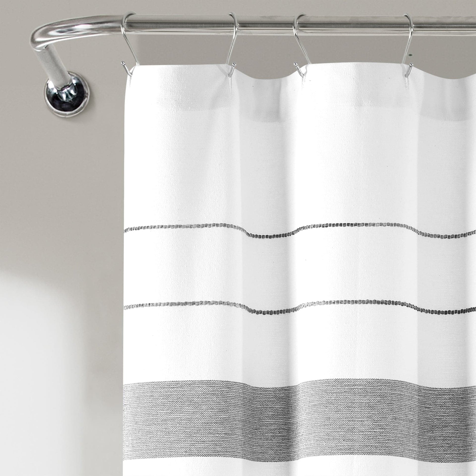 Chic Stripe Yarn Dyed Eco-Friendly Recycled Cotton Blend Shower Curtain
