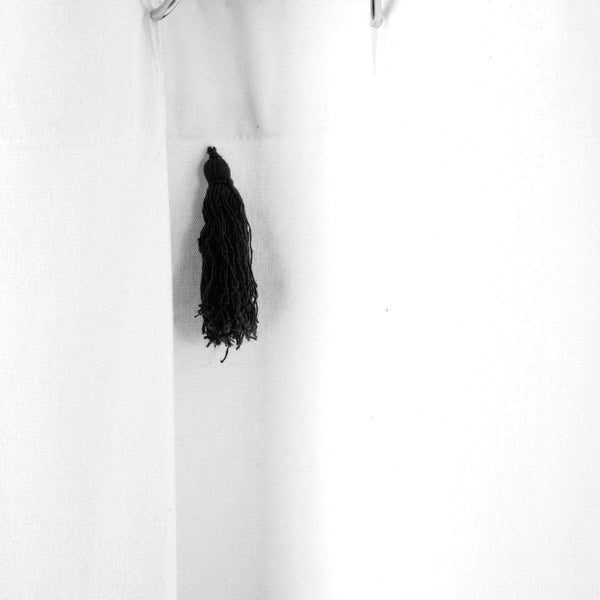 Boho Tassel Stripe Yarn Dyed Recycled Cotton Blend Shower Curtain