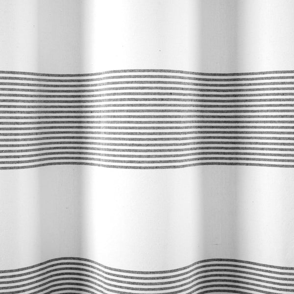 Boho Tassel Stripe Yarn Dyed Recycled Cotton Blend Shower Curtain