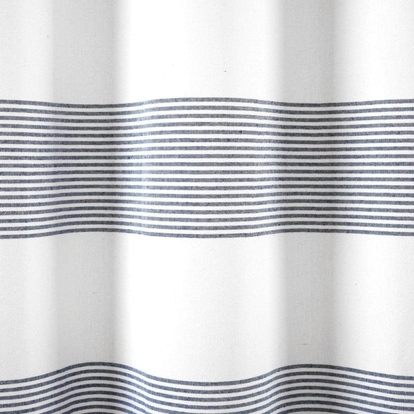 Boho Tassel Stripe Yarn Dyed Recycled Cotton Blend Shower Curtain