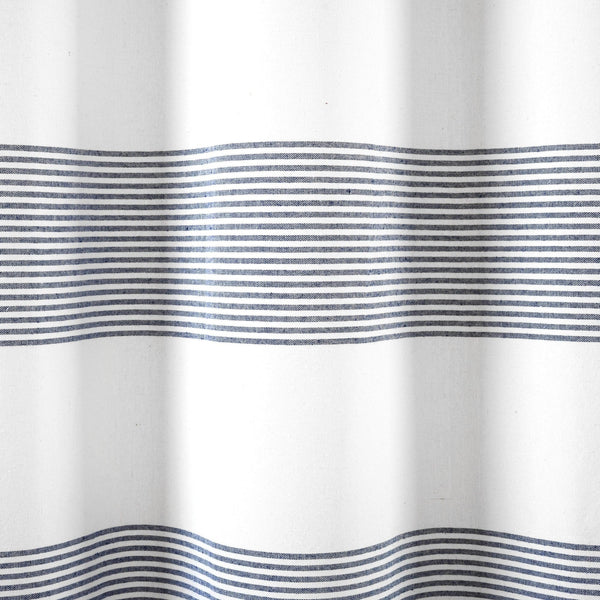 Boho Tassel Stripe Yarn Dyed Recycled Cotton Blend Shower Curtain