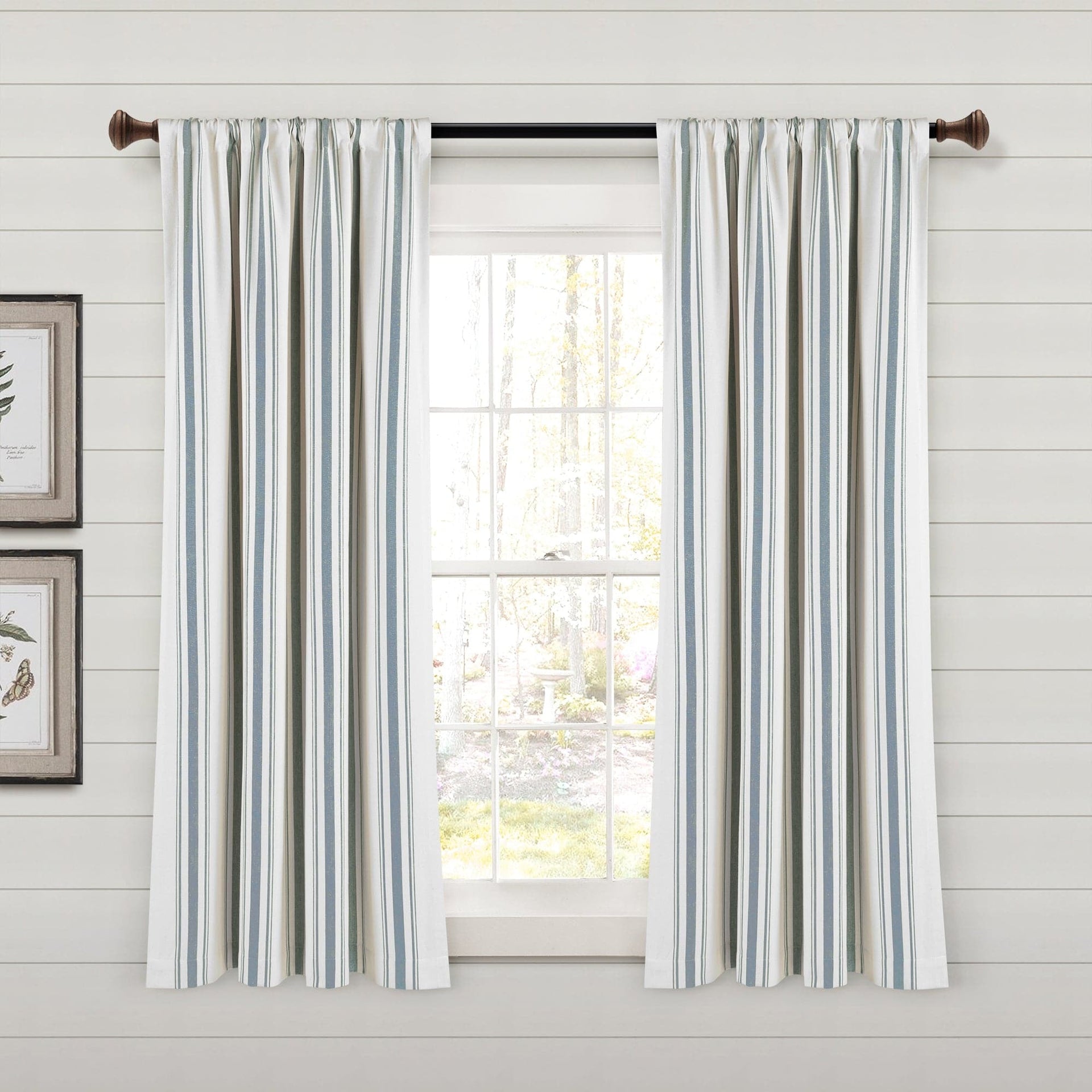 Farmhouse Stripe Yarn Dyed Recycled Cotton Blend Window Curtain Panel Set