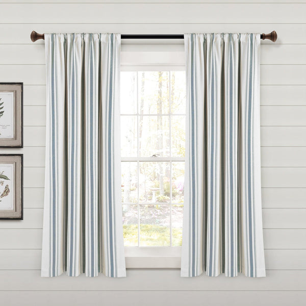 Farmhouse Stripe Yarn Dyed Recycled Cotton Blend Window Curtain Panel Set