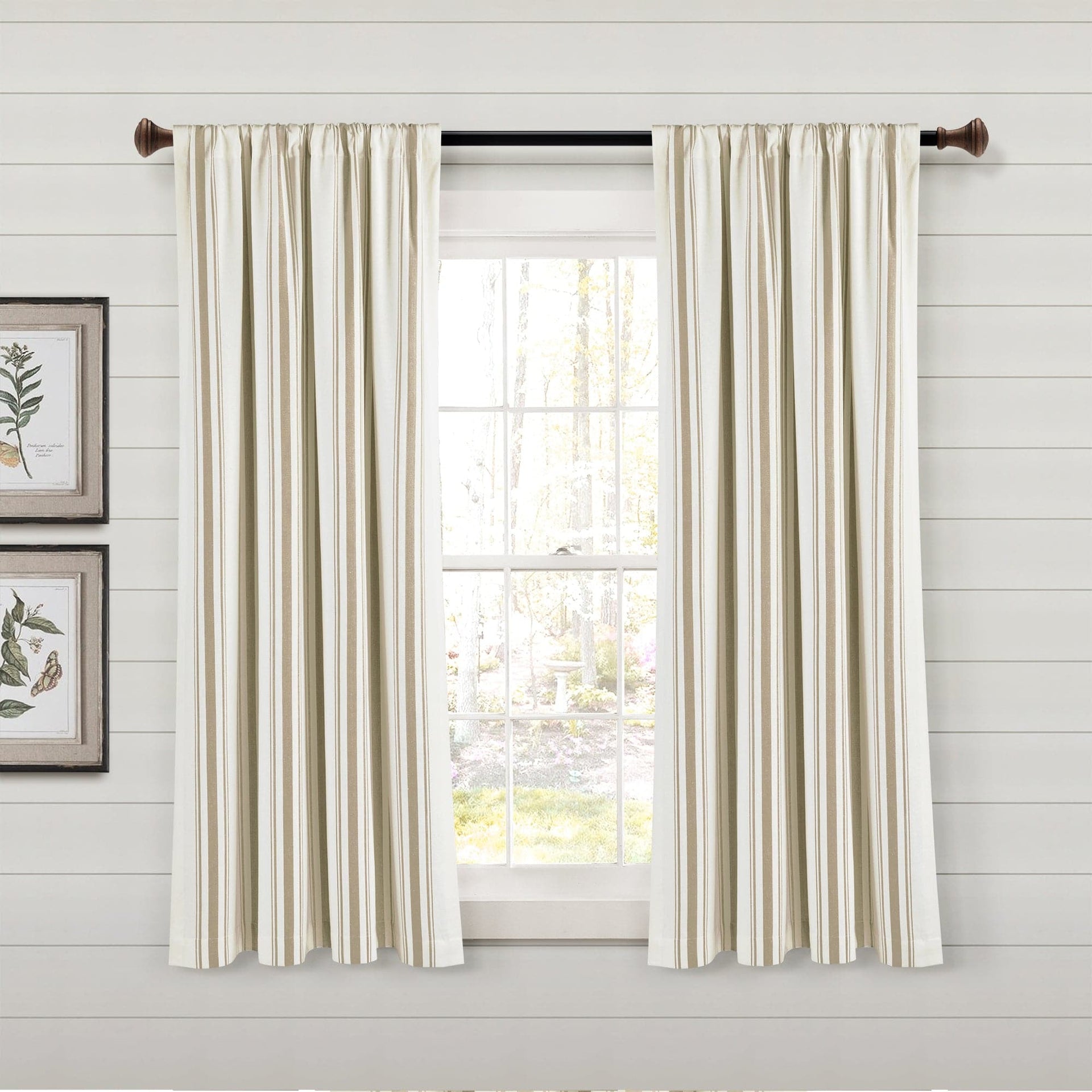 Farmhouse Stripe Yarn Dyed Recycled Cotton Blend Window Curtain Panel Set