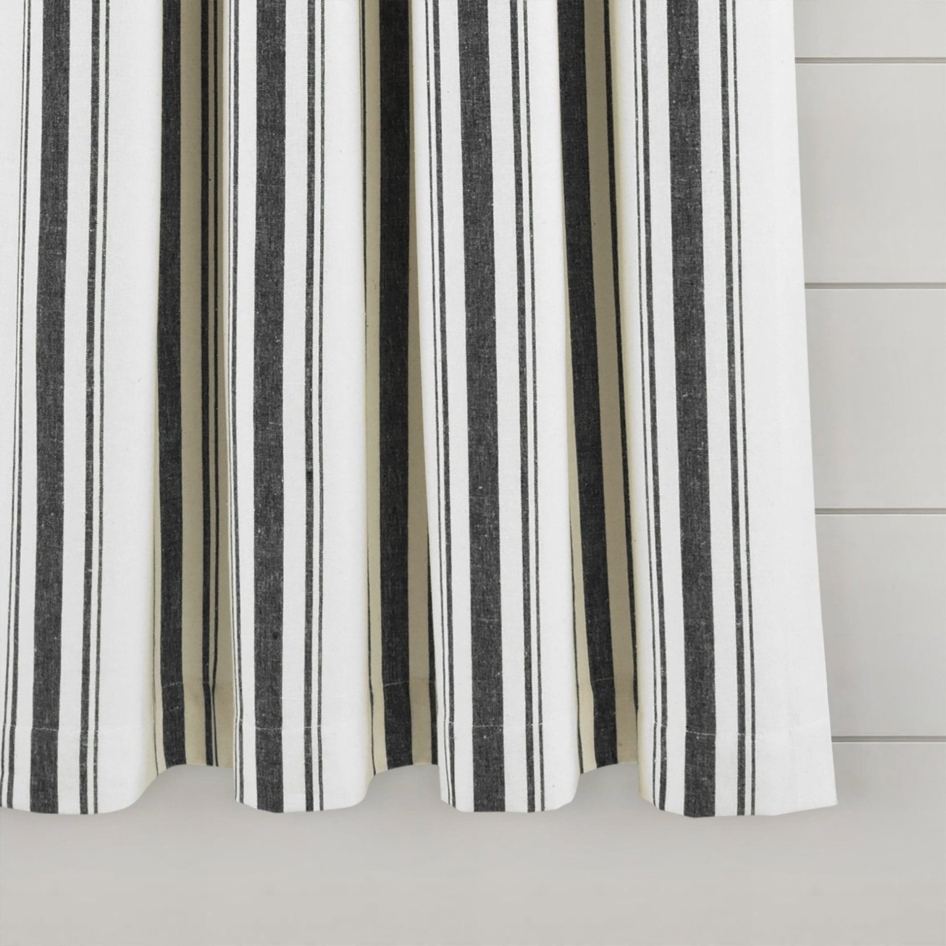 Farmhouse Stripe Yarn Dyed Recycled Cotton Blend Window Curtain Panel Set