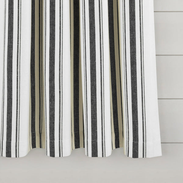 Farmhouse Stripe Yarn Dyed Recycled Cotton Blend Window Curtain Panel Set