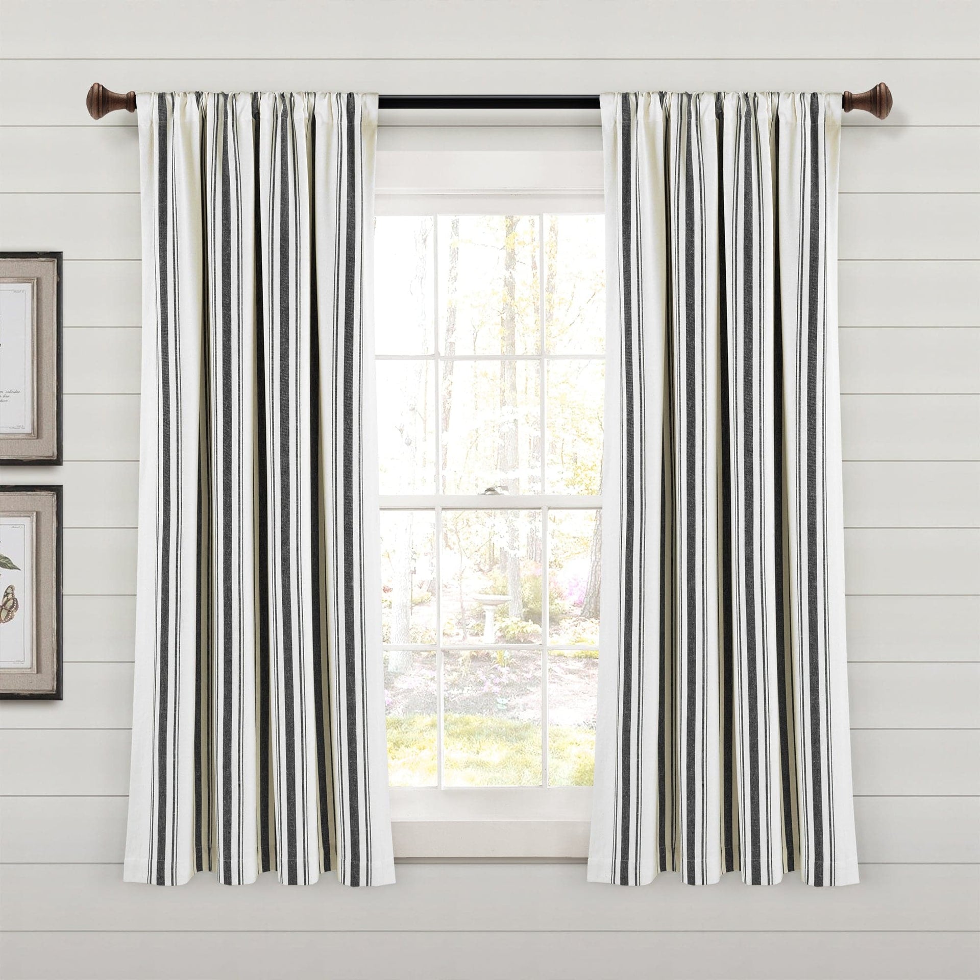 Farmhouse Stripe Yarn Dyed Recycled Cotton Blend Window Curtain Panel Set