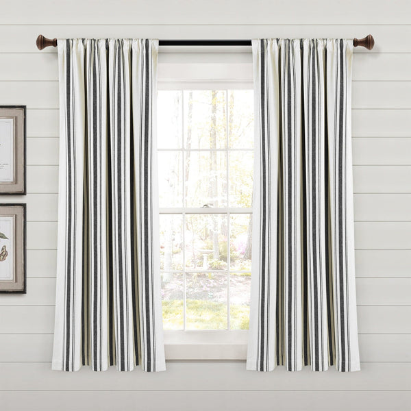 Farmhouse Stripe Yarn Dyed Recycled Cotton Blend Window Curtain Panel Set