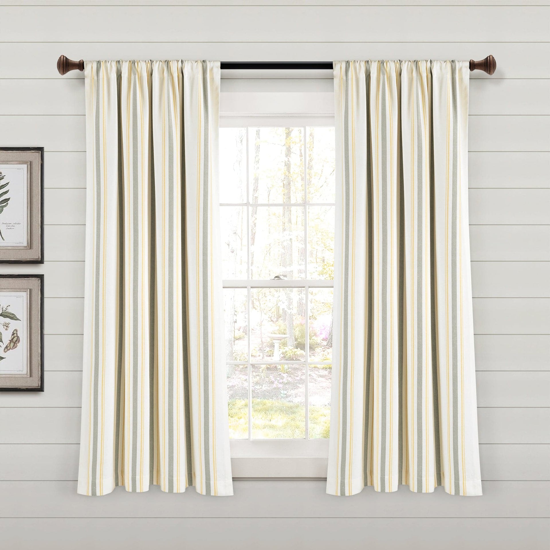 Farmhouse Stripe Yarn Dyed Recycled Cotton Blend Window Curtain Panel Set