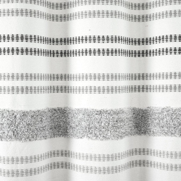 Modern Tufted Stripe Yarn Dyed Recycled Cotton Blend Shower Curtain