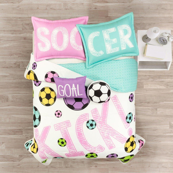 Girls Soccer Kick Comforter Set