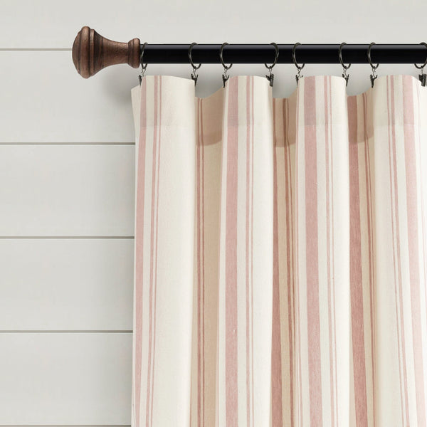 Farmhouse Stripe Yarn Dyed Recycled Cotton Blend Window Curtain Panel Set