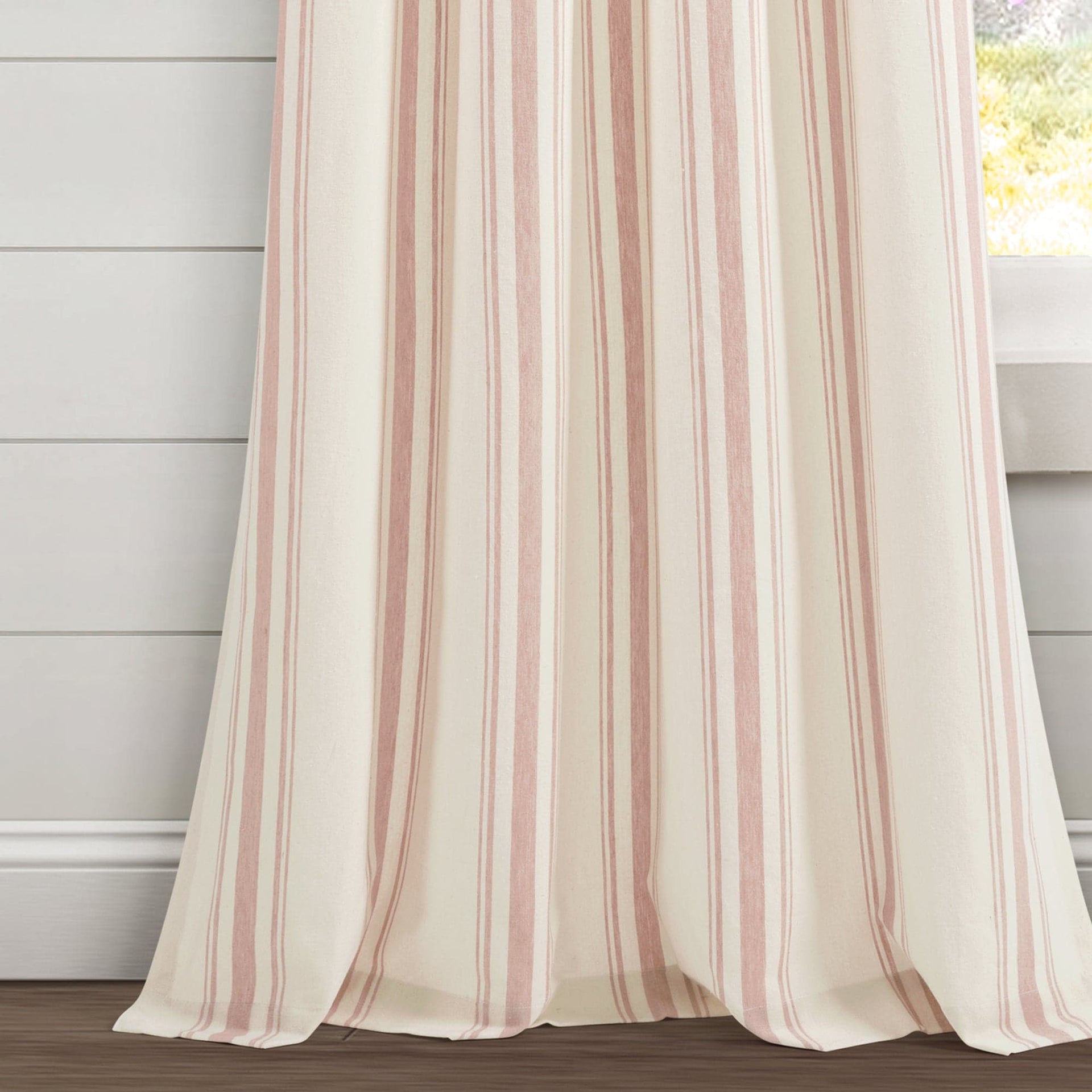 Farmhouse Stripe Yarn Dyed Recycled Cotton Blend Window Curtain Panel Set