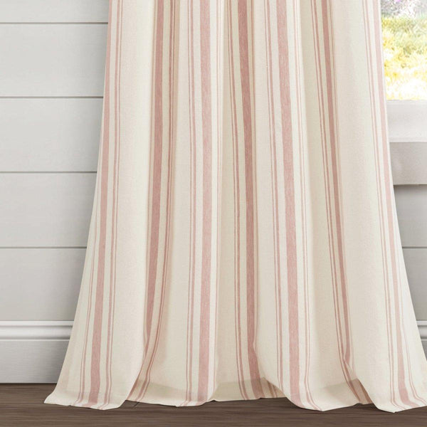 Farmhouse Stripe Yarn Dyed Recycled Cotton Blend Window Curtain Panel Set