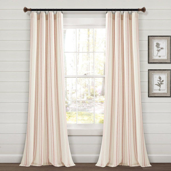 Farmhouse Stripe Yarn Dyed Recycled Cotton Blend Window Curtain Panel Set