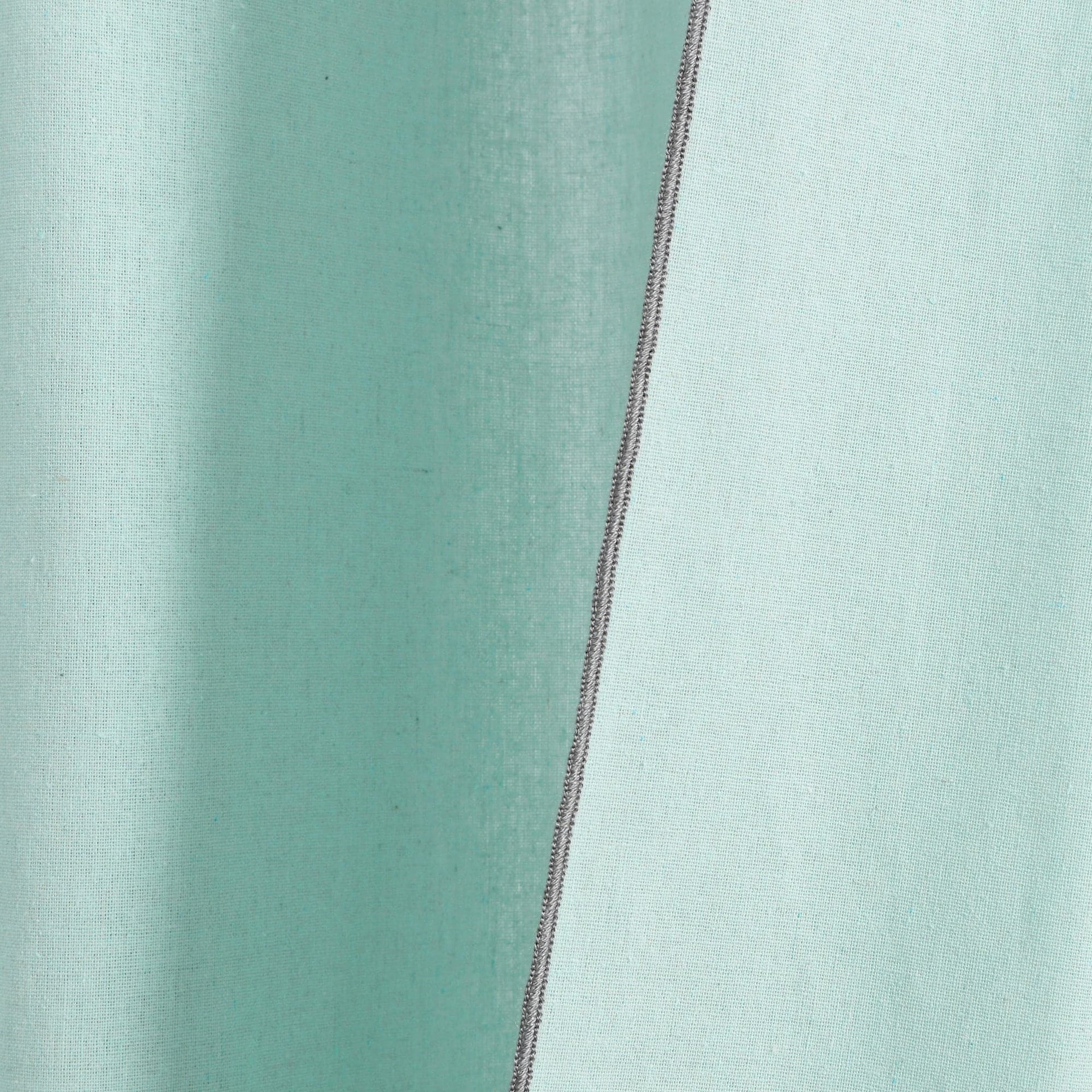 Modern Faux Linen Embroidered Edge With Attached Valance Window Curtain Panel Set