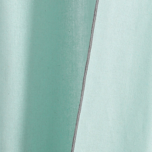 Modern Faux Linen Embroidered Edge With Attached Valance Window Curtain Panel Set