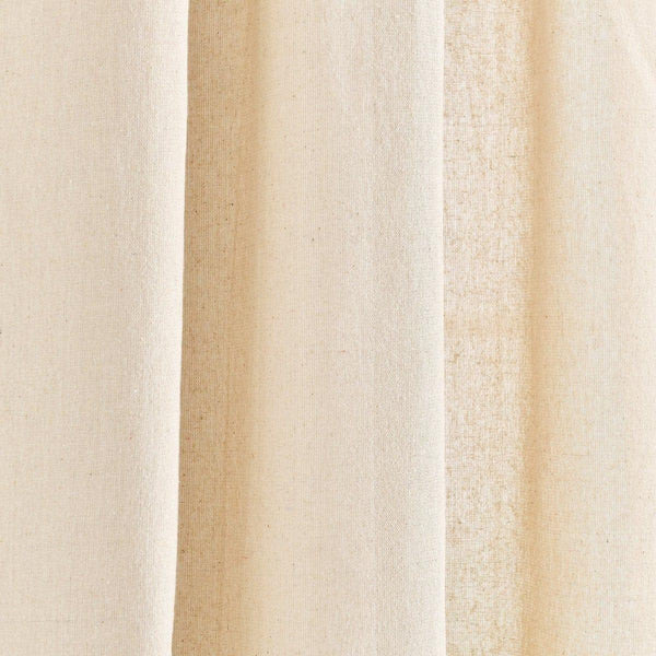 Modern Faux Linen Embroidered Edge With Attached Valance Window Curtain Panel Set