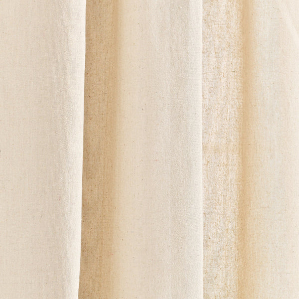 Modern Faux Linen Embroidered Edge With Attached Valance Window Curtain Panel Set