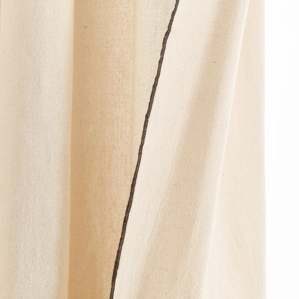 Modern Faux Linen Embroidered Edge With Attached Valance Window Curtain Panel Set