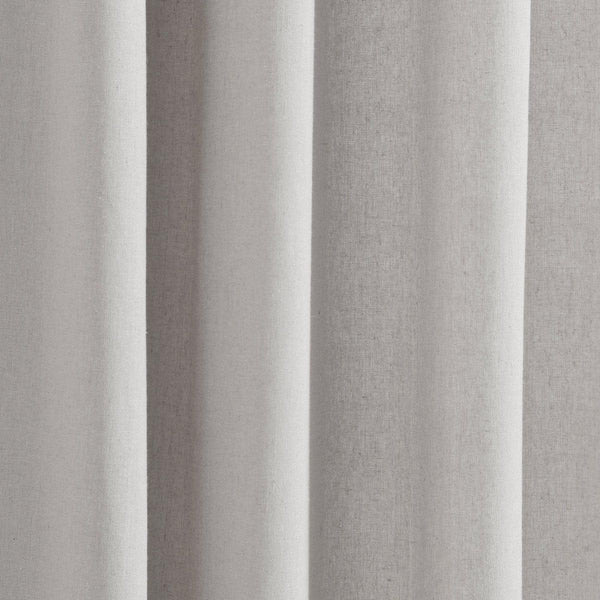 Modern Faux Linen Embroidered Edge With Attached Valance Window Curtain Panel Set