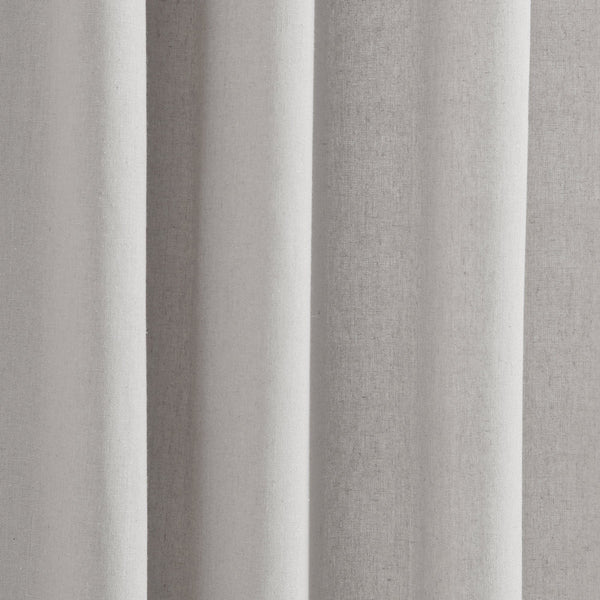 Modern Faux Linen Embroidered Edge With Attached Valance Window Curtain Panel Set