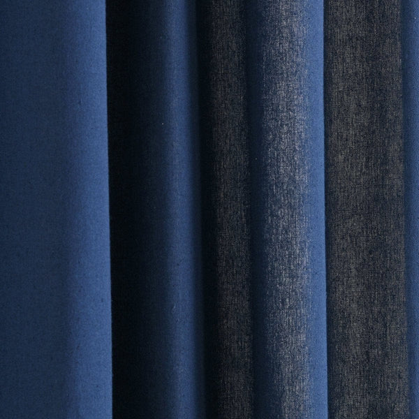 Modern Faux Linen Embroidered Edge With Attached Valance Window Curtain Panel Set