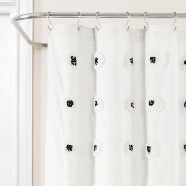 Boho Circle Tufted Yarn Dyed Recycled Cotton Blend Shower Curtain