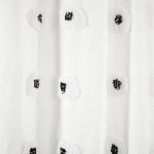 Boho Circle Tufted Yarn Dyed Recycled Cotton Blend Shower Curtain